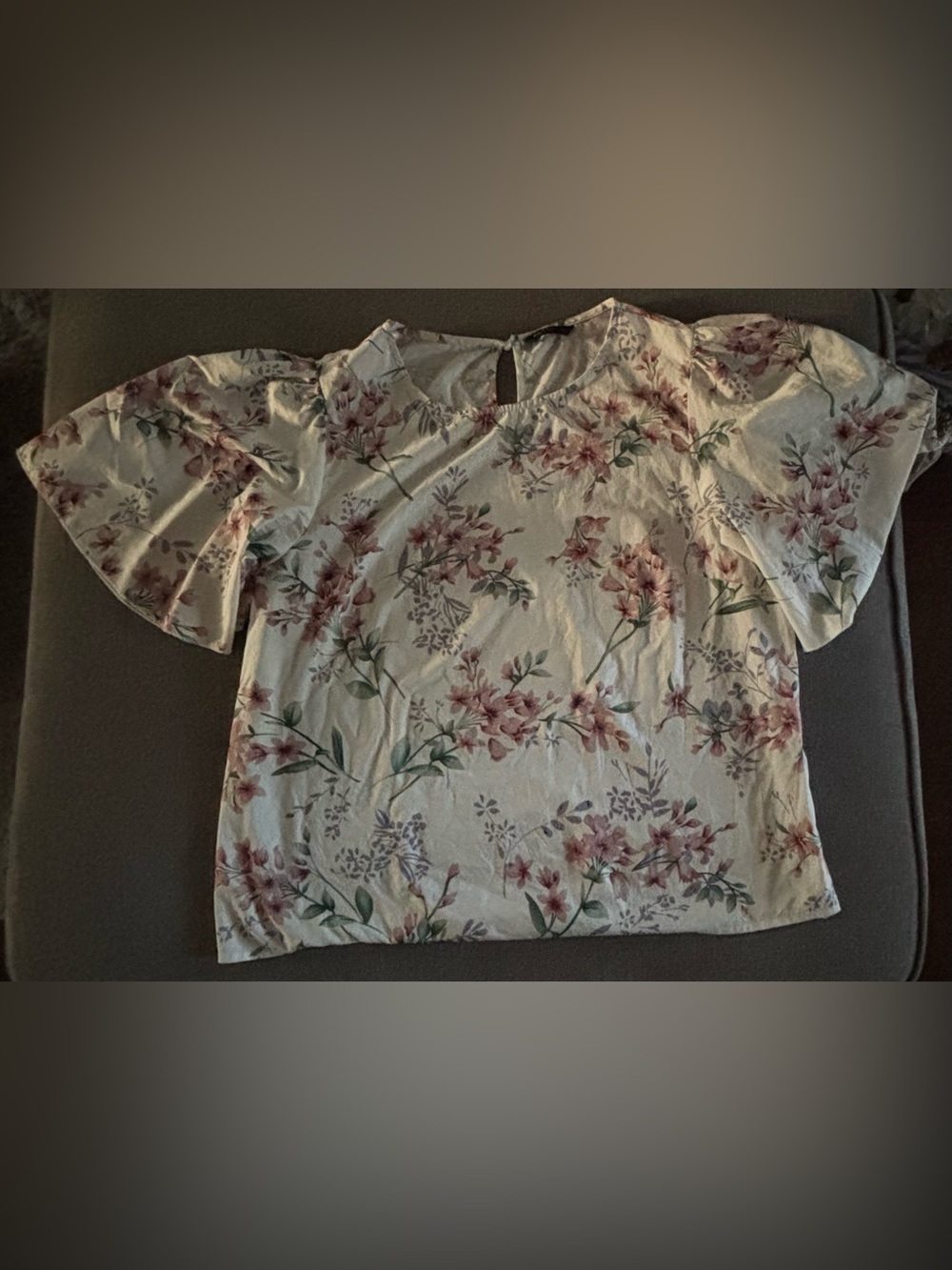 SHEIN CURVE Floral Blouse in White & Pink Size 0XL Like New